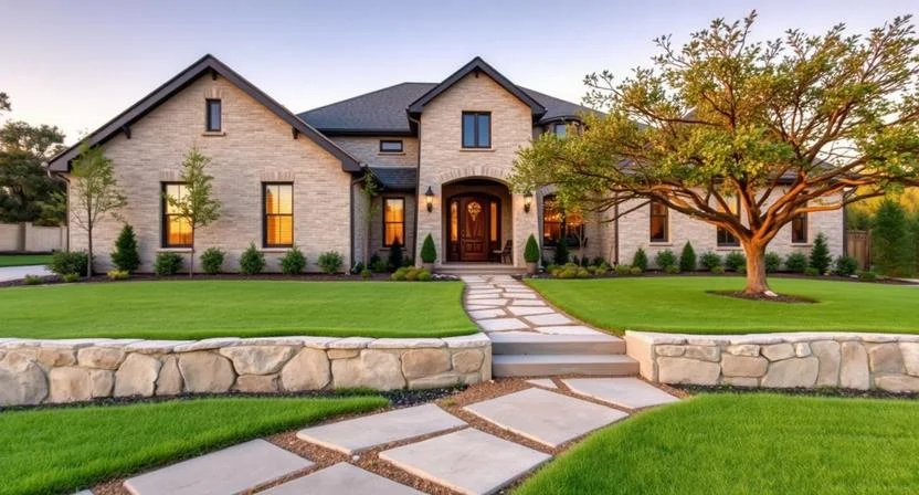 Texas-native landscape design with xeriscape plants and decomposed granite path in Austin, TX
